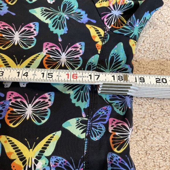 2 Divine Stretch Scrub Top Size M Multicolor Butterflies Pockets Medical Dental - Picture 11 of 12